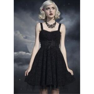 Disney Nightmare Before Christmas Velvet Flocked
Corset Dress Fit Flare Sz S